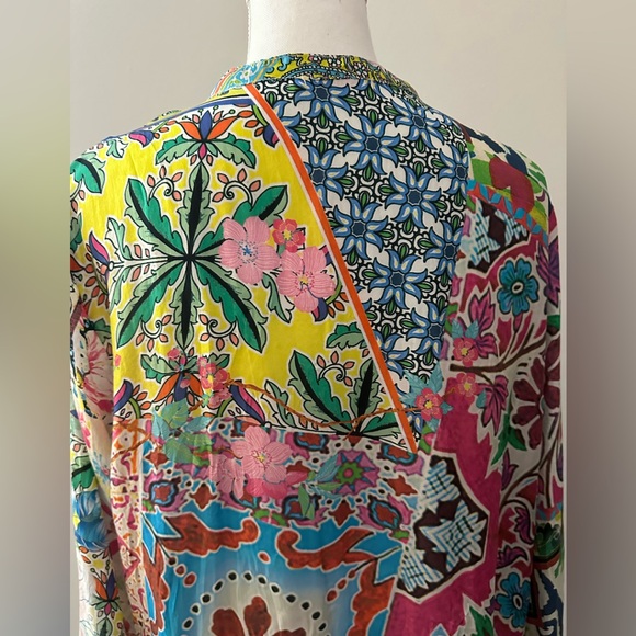 Johnny Was Belinda Silk Tunic XL NWOT multi print silk - Picture 6 of 14